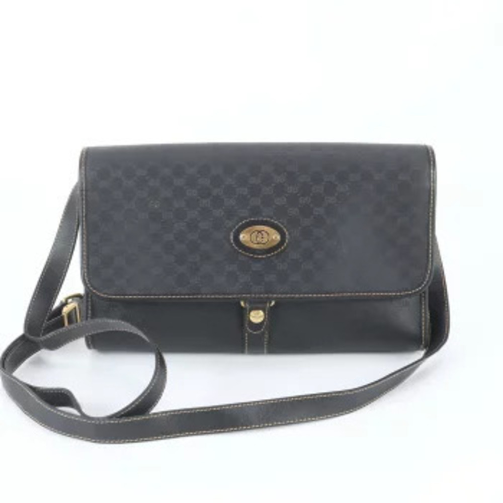 Gucci GG Leather Crossbody Bag Black Gray